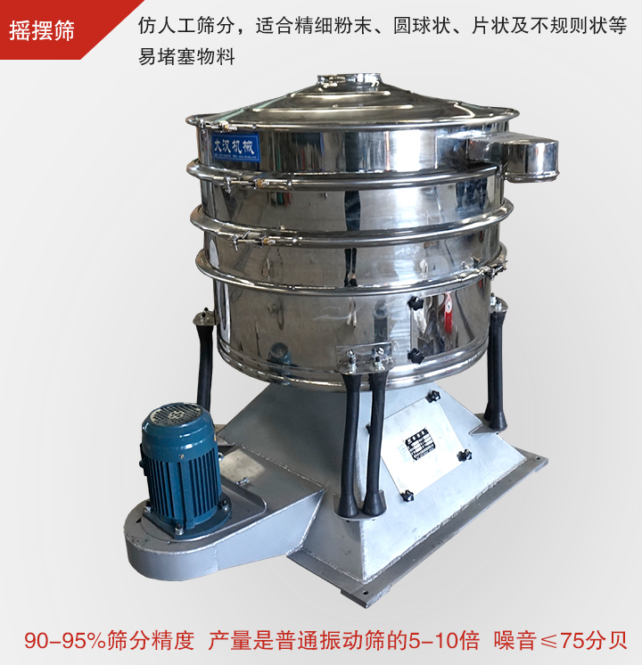 搖擺篩仿照人工篩分,可滿(mǎn)足高精度、高產(chǎn)量篩分要求